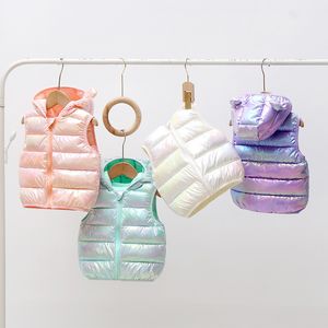 Colete outono e inverno crianças para baixo e jaqueta amassada meninos e meninas com capuz para baixo colete crianças outerwear colete 230918