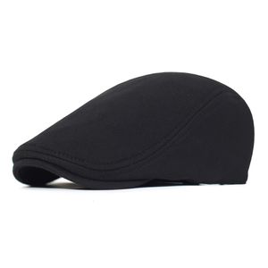 Basker män basker mode basker bomull fast färg mjuk topp casual beanie retro litterär framåt möss för förare hatt gåva 230915