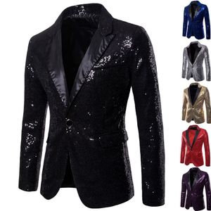 Abiti da uomo Blazer Abito da uomo Rotondo Tasca con paillettes Bottone a fila singola Matrimonio Sposo Spettacolo teatrale Hosting Cena Abbigliamento da uomo Bar Danza Casual Giacca da uomo 230919