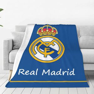 Cobertor de pelúcia Real-Madrid, cobertores de futebol, cobertores macios e leves de lã