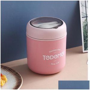 Dinnerware Sets School Office Portable Soup Container Outdoor Travel Stainless Steel Lunch Box Bento Kids Adts Thermal Insated Drop Oteyh