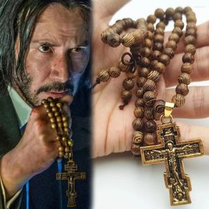 Colares pingentes john wick baba yaga filme cosplay colar unissex contas corrente jesus cruz jóias acessórios presentes