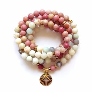 108 MALA Rhodonite Balances Rhodonite Armband New Design Women's Yoga Armband Healing Spiritual Gift Ite Armband Y200730288F