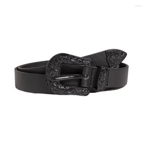 Bälten unisex Universal Paint Buckle Western Handsome Fashion Sculpture Retro Pu Leather Belt Neutral Personality