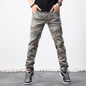 Calças de brim masculinas rua moda homens camuflagem militar calças elásticas slim fit vintage bolso designer hip hop calças hombre