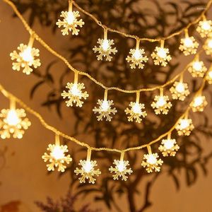Strings LED Snowflake String Lights Snow Fairy Garland Decoration For Christmas Tree Year Room Valentine's Day USB Battery Operated