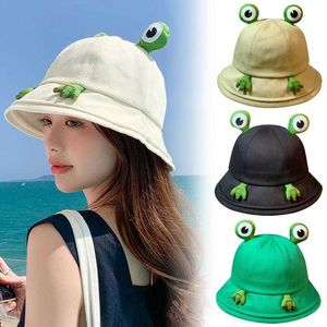 Stingy Brim Hats New Parentchild Frog Bucket with Eyes Summer Foldable Lightweight Sun Hat Fishing Caps for Women Teens Adult Kids 230916