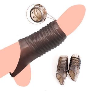 Sex Toy Massager Silicone Penis Ring Sleeve Delay Ejaculation Cover Dotted Spike Cock Erection Erotic for Men