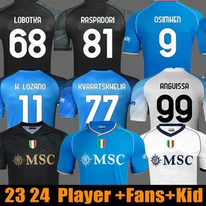 23 24 Maglia Napoli Maglie da calcio Napoli OSIMHEN KVARATSKHELIA ANGUISSA MARADONA SsC San Valentino Halloween Terzo 2023 2024 Kit per bambini Tifosi Giocatore Maglia da calcio