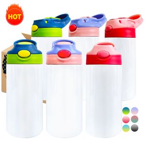 ABD Depo 12oz Düz Düz Düz Diy Beyaz Boş Süblimasyon Çocuk Çocuk Bebek Sippi Bardak Kupalar Kupalar Şişe Tumbler Üst ve Alt Aynı Çapı