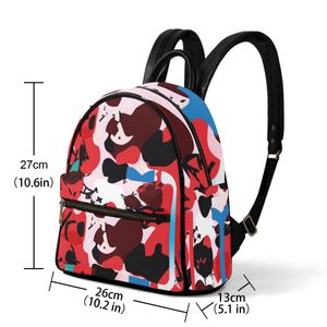 DIY -väskor över hela utskriftsväskor Anpassade väska skolväskor Kvinnor Satchels Väskor Totes Lady Backpack Professional Black Production Personaliserade par Gift Unika 100036