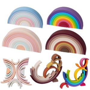 Giocattoli di intelligenza Montessori Costruzione di bambini Blocchi di silicone Giocattoli Arcobaleno impilabile Giocattolo per bambini Arco Gioco educativo Equilibrio Impilabile Blocco regalo 230919