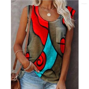 Women's T Shirts 5XL Large Size Vintage Flower Sexy Sleeveless Casual Shirt 2023 Summer Fashion O-Neck Pullover Tank Tops