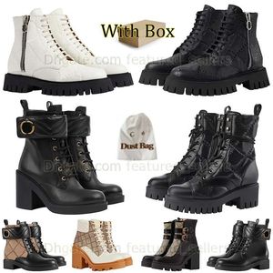 DHgate Hot Martin Stiefel Lederstiefel High Heel Schnürstiefel Wüstenstiefel Plattformabsatz Reißverschluss Kampfstiefel Schneestiefel Damen Außensohlenstiefel Vintage Print Jacquard mit Box