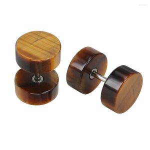 Studörhängen Zemo Tiger's Eye Stone Studs For Women Men Simple Minimalist Female Fake Tunnelsplugs Ear Piercing SMYELLT