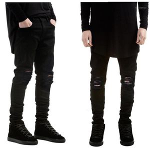 Мужские джинсы модные мужские черные узкие рваные эластичные тонкие западные хип-хоп Swag джинсовые мотоциклетные байкерские брюки Jogger12512