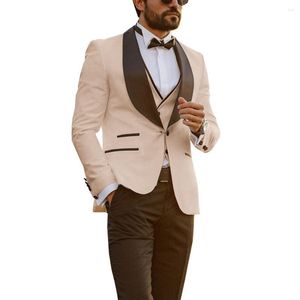 Men's Suits Suit 2023 Black Lapel One Button Slim Fit Formal Wedding Party Groomsmen Blazer Pants 3 Pieces Vest