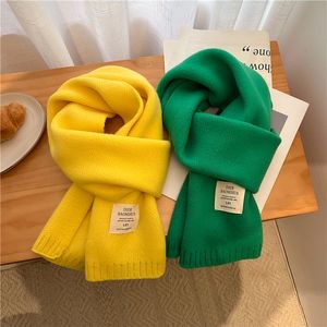 Scarves Fashion Solid Winter Knitted Scarf for Women Design Warm Woolen Yarn Neckercheif Elastic Long Muffler Korean Style Shawl Wraps 230818