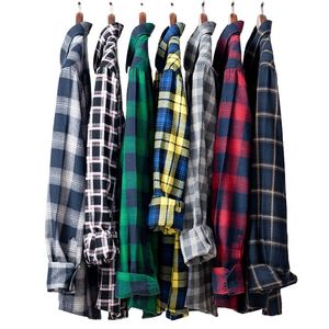 Camicia a quadri in flanella a maniche lunghe di colore personalizzato per uomo con bottoni in cotone tinto in filo Up293Q