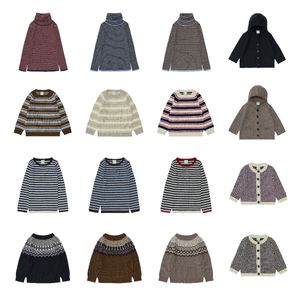 Pullover przed sprzedaż 2023 Danmark Fub Autumnwinter Boys and Girls Striped Solid Long Rleeve Swaterowany płaszcz 230918