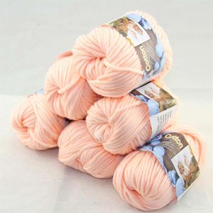 6 ballsx50g特別な厚いworsted100％綿編み糸ホワイトピーチ2204293i