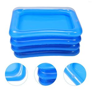 Plates 4Pcs Inflatable Ice Serving Bars Coolers Server Trays (Transparent)