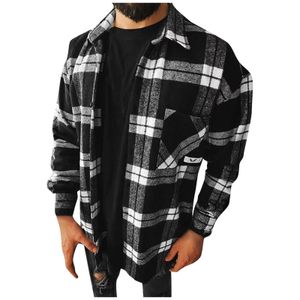 Herrjackor casual modeplädtryck lös hoodie långärmad skjorta toppblus varm jacka med huva chamarras para hombre jacka 230919