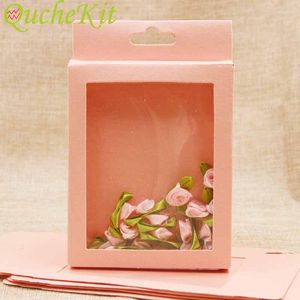 Gift Wrap 50pcs Candy Box Package With Clear PVC Window Earring Jewelry Wedding Birthday Baby Shower Chocolate Packaging