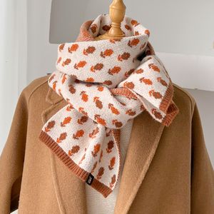 Schals Retro Herbst Gestrickte Lange Schal Frauen Winter Warme Wollgarn Blumen Schal und Wraps Weibliche Halstuch Foulard Bufanda 230818