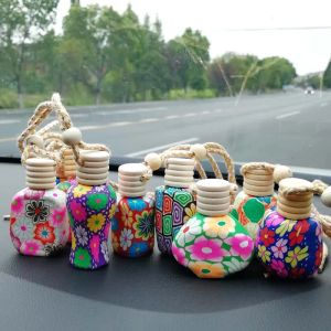 New Perfume Bottle Polymer Clay Empty Perfume Glass Essential Oils Diffusers Fashion Car Pendant Car Hanging Ornament Packing Bottles