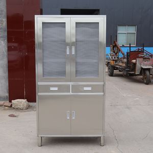 Food kitchen (Door with gauze) 1200*500*1800mm Stainless steel food cabinets, kitchen cabinets, , cutlery cabinets,Shopping mall storage cabinet, school restaurant