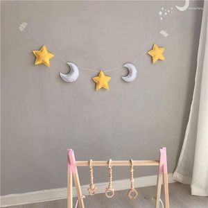 Dekoratif Figürinler Nordic Feel Moon Star Garland Parti Banner Çocuk Odası Kreş Asma Duvar Dekor Noel Hediyeleri Bebek Duş Bunting