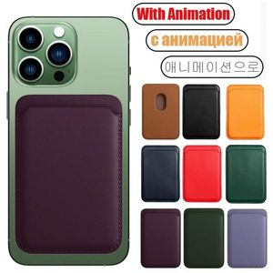 マグサフのためのアニメーションポップアップ付きマクサフィーウォレットiPhone 15 14 13 12mini 13pro電話アクセサリーのための磁気革カードホルダー