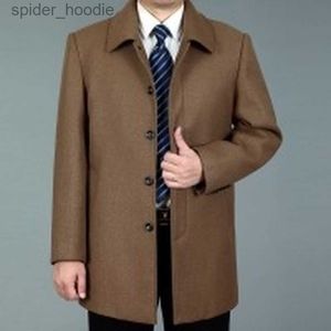 Herr ullblandningar 2023 Nya män Spring Long Coat Woolen Pea Jackets Autumn S Wool Overcoat Trench Casual Jacket L230919