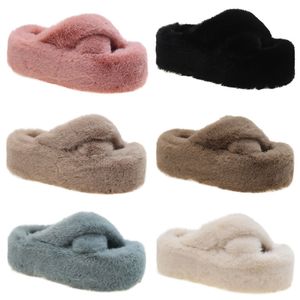 Pantofole invernali in peluche da donna con fondo spesso in cotone caldo trascinare Beige nero blu kaki rosa marrone colore6