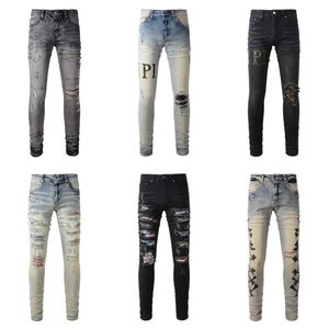 Herrkläder, jeans, lila designer stack baggy jeans, ullbyxor, europeiska jeans. Storlek 28-40