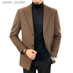 Misto lana da uomo 2022 Cappotto invernale da uomo in lana da uomo Slim Casual Marca Solido di media lunghezza Misto lana Cappotto da marinaio in lana Trench maschile Cappotto S-4XL L230919