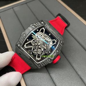 BBR RM35 RMUL3 hollow body movement White gem shock absorber watch Imported NTPT original grain carbon fiber Sapphire crystal mirror Natural rubber strap