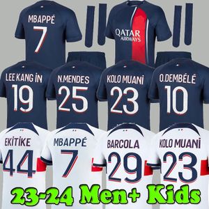 Mbappe Hakimi Soccer Jersey 23 24 Dembele Hernandez Ugarte Mendes Ekitike 2023 2024 Maillots de Football Shirt Verratti Men Kids Kids enforms enfant Asensio