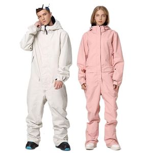 Skiing Suits OnePiece Ski Suit Men and Women Waterproof Outdoor Jumpsuit Casual Thick Winter Warm Snowboarding Set 230918