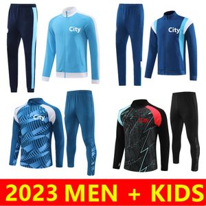 Fotbollsjacka Tracksuit 2023 2024 Långärmad fotbollsträning Sweatshirt Haaland Grealish Jerseys 23/24 Maillot de Foot City Jogging Chandal Men Kids Kits