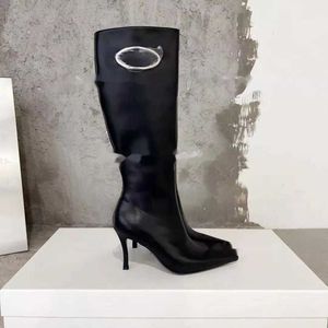 Patent Ankle Boots Designer Boots Women D-Eclipse Boot Fashion Diese Runway Knee-high Boot Coated Stretch Fabric Pointed Slim Heel Zippered Boot