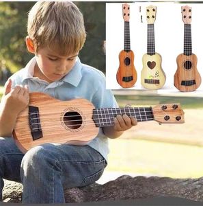 Barn gitarrtyp ukulele 4 strängar lärande tidiga pedagogiska musikinstrument leksaker för barn - vit träkorn291k