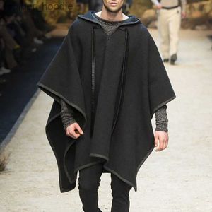 Misto lana da uomo Moda Nuovo stile Vendita calda Mantello da uomo con scialle di alta qualità Pullover Mantello Giacca di lana Tendenza Capispalla da uomo L230919