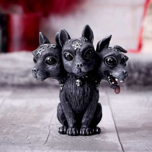 Titulares de papel higiênico bonito animal 3 cabeças estátua de cachorro estatuetas decorativas resina artesanato ornamento de halloween decoração de mesa acessórios de decoração 230919