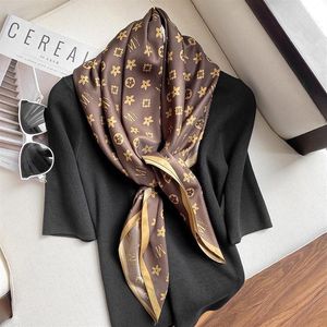 Silk Scarf Women Fashion Foulard Satin Shawl Scarves Big Square Hair Head Bandana Hijab Handkerchief289F