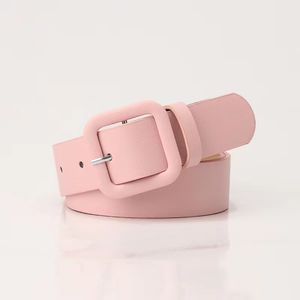 Simple and high-end waistband, women's square buckle, candy color, versatile decoration, fashionable and elegant waistband