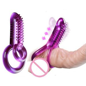 Zabawki seksu masażer podwójnie wibrujący pierścień kutasa wibrator męski Opóźnienie czasu podwójne penis dla mężczyzn przedłużający punkt kulminacyjny erotyczne produkty dla dorosłych