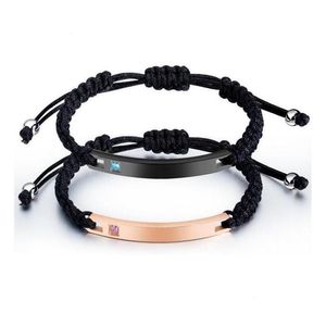 Rostfritt stål Pararmband Rose Gold/Black Color Charm Love Bangle Titanium Hand Rope Sier Fashion For Women Drop Delivery DHGFY