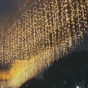 LED Strings Party Christmas Garland LED Icicle Curtain String Lights 120LEDS Droop 0.6m Garden Street Mall Eaves Outdoor Decorative Fairy Light HKD230919